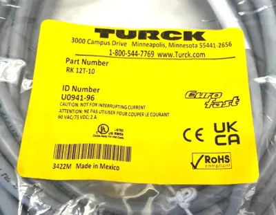 NEW TURCK EUROFAST SINGLE ENDED CORDSET