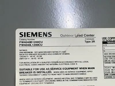 Used SIEMENS PW4040B1200CU Electrical Boxes Ohio US | HGR 24 #1280249