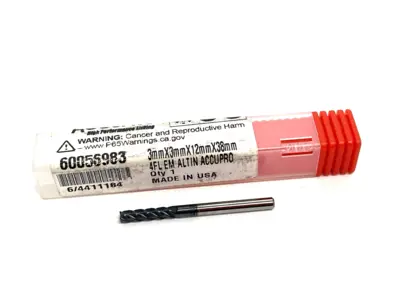 New | in-Stock ACCUPRO SQUARE END MILL 3.00 MM DIA, 12.00 MM LOC, 4 FLUTE, SOLID CARBI Carbide Endmills Michigan US | Maverick Industrial Sales #1092913