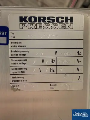 USED Korsch Korsch PH 250 Tablet Press, 25 Station