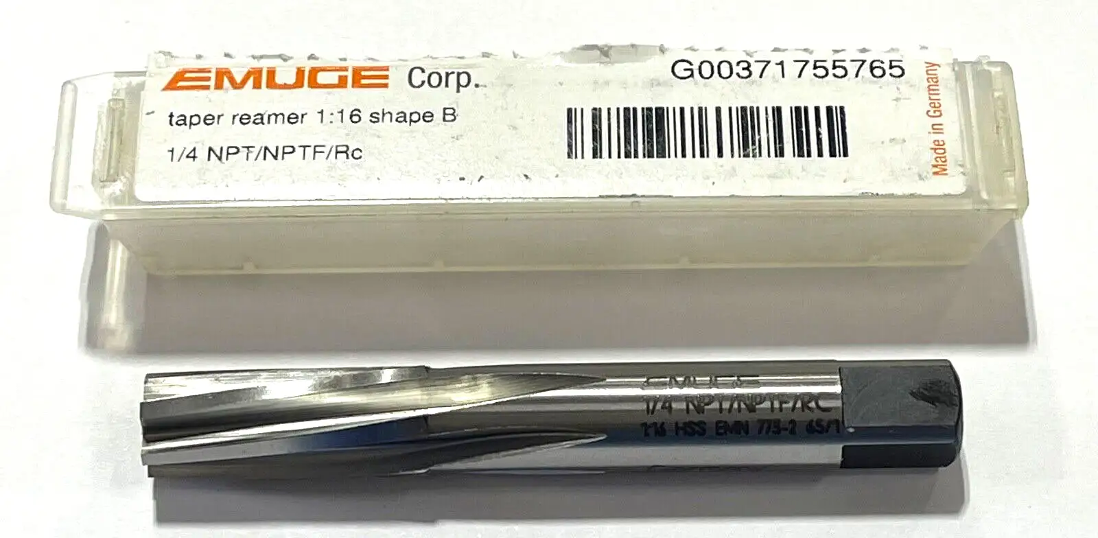 EMUGE HSSE 1/4" NPT/NPTF/Rc Taper Reamer 6 Flute HA Shank