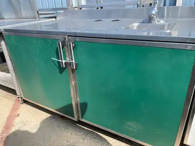 Used Falcon Restaurant Supply Used 60" Stainless 2 Door Cabinet with Sink - SS59 Dishtables Illinois US | Falcon Restaurant Supply #1376113