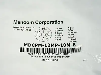 MDCPM-12MP-10M-B | Mencom  Cordset Male M12 12-Pin 10m - New