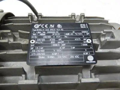 Nord SK80L/4CUSBRE20HLHRG Gearmotor 1Hp 230/460V 10:1 Ratio 1SIS50-IEC80-80L/4CU