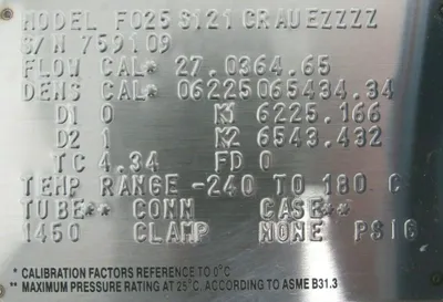 NEW MICRO MOTION F025S121CRAUEZZZZ MASS FLOW SENSOR