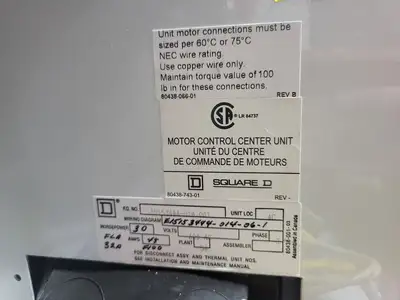 MCC Unit, 50/100 hp, Nema 3 & 4