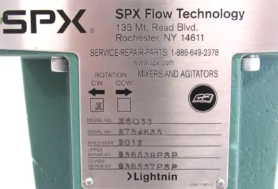 NEW SPX LIGHTNIN X6Q33 MIXER .33HP 230/460V 1" BORE