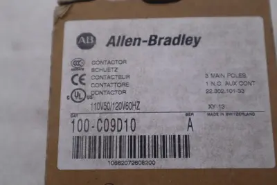 NEW OPEN BOX ALLEN BRADLEY 100-C09D10 CONTACTOR IEC 9 AMP 3 POLE STOCK B-1385 662072608203