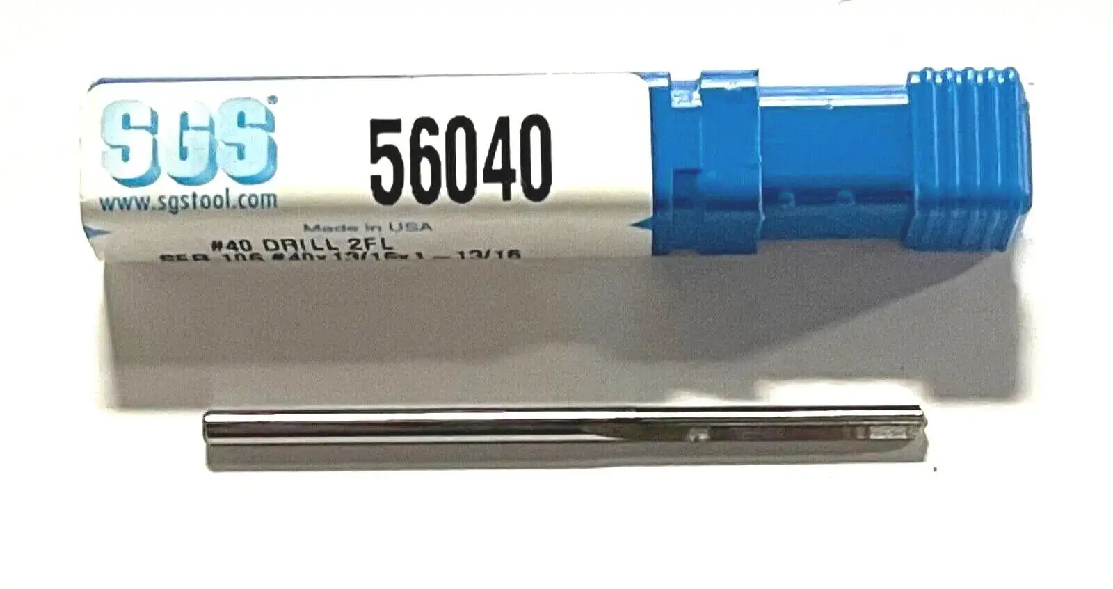 SGS #40 Solid Carbide Drill Straight 2 Flute 140° Point USA Made 56040