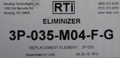 NEW READING TECHNOLOGIES 3P-035-M04-F-G ELIMINIZER 35 SCFM 1/2 3P035M04FG