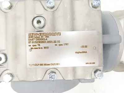 Sew Eurodrive SA67 DRN90L4 Gearmotor 23.22 Ratio 76rpm 2Hp 230/460V Hollow Shaft