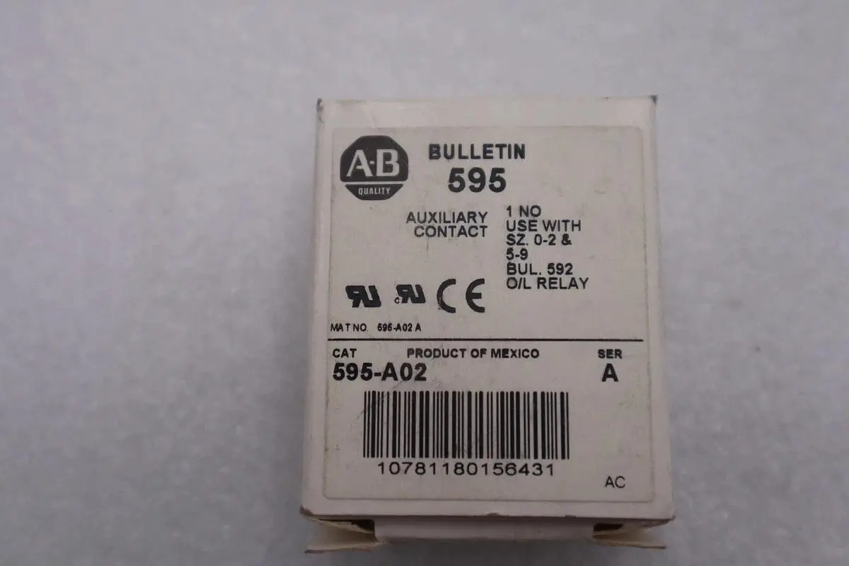 NEW OPEN BOX Allen Bradley 595-A02 Auxiliary Contact 595A02 LOT OF 2 STK K-3351