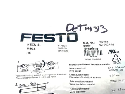 New | in-Stock FESTO FIELD WIREABLE CONNECTOR M8 3-PIN Connector Accessories | Maverick Industrial Sales #1111794