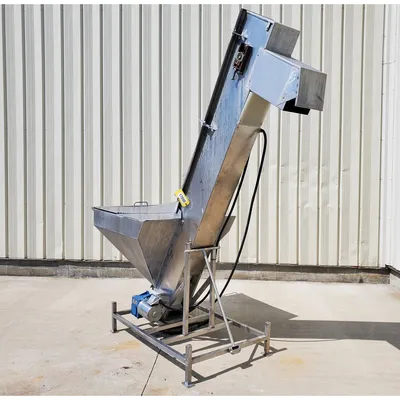 Used 10"W Inclined Cleated Belt Conveyor - Stainless Steel