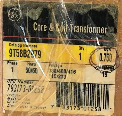 *New~Open~Box* Core & Coil Transformer 9T58B2979 50/60Hz 0.750KVA + *Warranty*