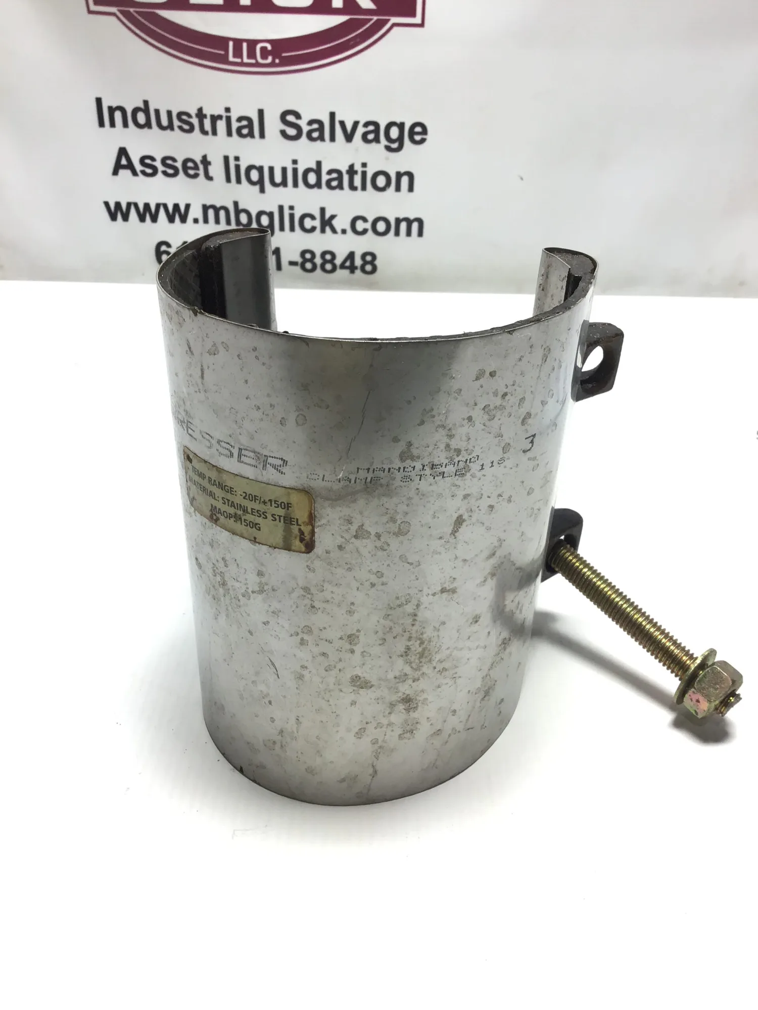 Dresser 116 Pipe Repair Clamp Stainless Steel Temp Range -20F/+150F MAOP 150G