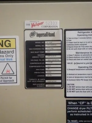 INGERSOLL RAND R1420 Dryer Air See Dehumidifier DE600 | Perry Equipment (9)
