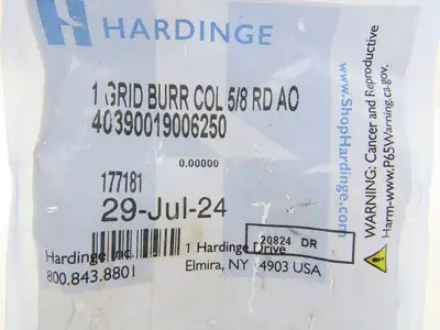 Hardinge 1" ACME Grid Burr Collet 5/8" RD AO Round Smooth Bore Gridley Burring