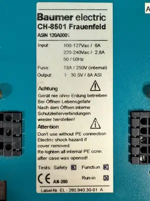 Used Baumer Electric _UNKNOWN_ AC/DC Power Supplies South Carolina US | Palmetto Automation #1485009