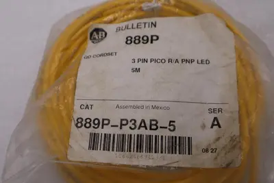 NEW AB Allen Bradley Molded Cordset 889P-P3AB-5 3 PIN STOCK H1558