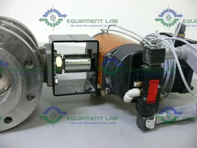 USED FLOWSERVE SERIES 39 120PSI PNEUMATIC ACTUATOR + POSITION MONITOR & 4" BALL VALVE