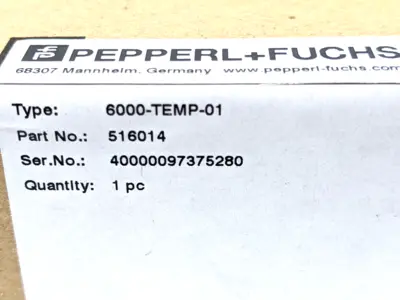 6000-TEMP-01, 516014 | Pepperl+Fuchs 6000-TEMP-01 Purge Temperature Hub 516014 - New
