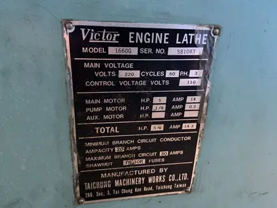 Used TAICHUNG MACHINERY WORKS CO., LTD. 1660G Engine Lathes Ohio US | HGR 24 #1406120