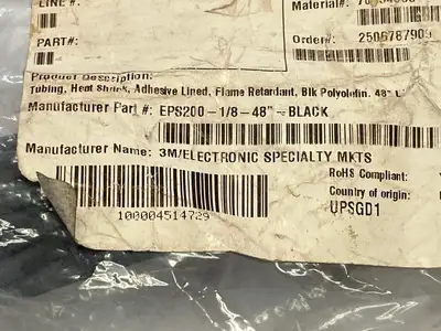 EPS200-1/8-48"-BLACK | 3M  Heat Shrink Tubing 48" Length LOT OF 34 - New Other