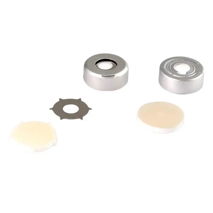 Un-Assembled Aluminum Crimp Cap with PTFE/Silicone (White) Septa and Star Spring, 1000/pk