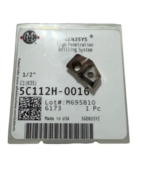 GEN3SYS 1/2" Carbide Drill Insert 5C112H-0016 USA Made