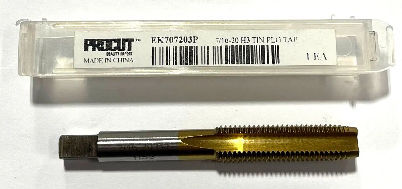 ProCut 7/16"-20 HSS Hand Tap H3 4 Flute Tin Coating Plug Tap