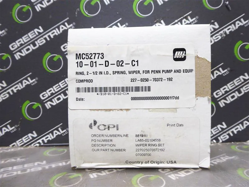 CPI 227025070372192 07009700 Wiper Ring Set 2-1/2" New NIB