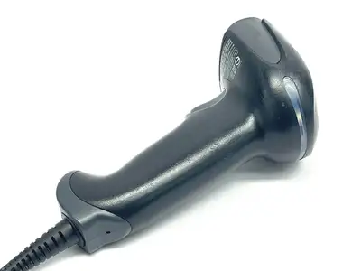 USED KEYENCE REV. H HANDHELD CODE READER W/ HR-1C5UC COMMUNICATION CABLE