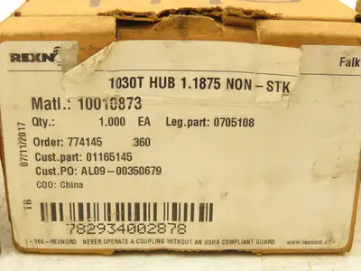 Rexnord 1030T HUB 1.1875 Coupling Keyway Bore 1.1875" ID 1030T Size Lot of 3