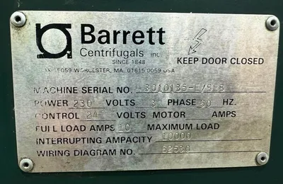 Barrett Spintech 301-E/SES chip wringer.