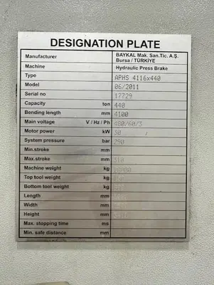 USED 2011 BAYKAL APHS 4116 X 440 (5 AXIS)