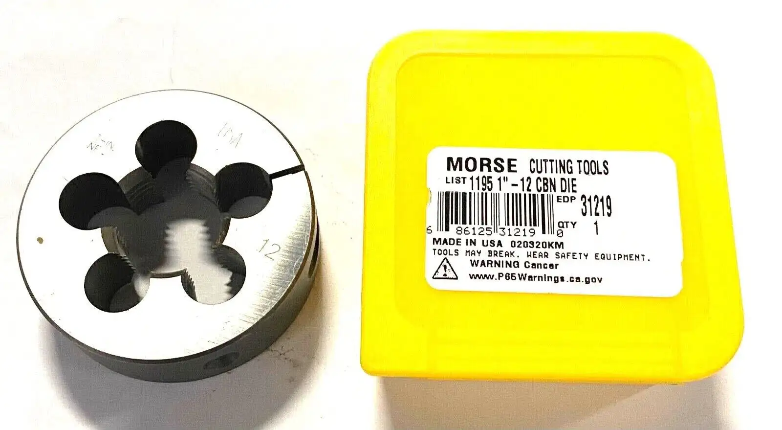 Morse 1"-12 Adjustable Round Split Die Carbon Steel 2-1/2" Diameter USA 31219