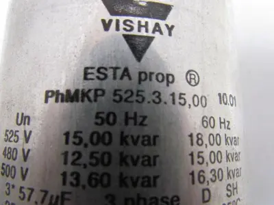 VISHAY PhMKP ESTAProp 525.3.15,00 Low Voltage Capacitor 480V 3Ph 57.7uF