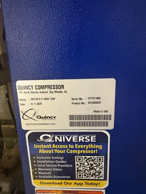 Used QUINCY QSI125 Rotary Screw & Sliding Vane Air Compressors South Carolina US | ESS Industrial Equipment Sales #1337487