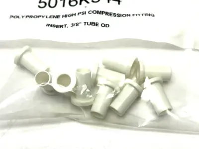 5016K344 | Polypropylene High PSI Compression Insert Fitting 3/8" Tube OD PKG OF 10 - New