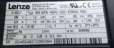 USED LENZE AMERICAS MCS 09F38-RS0B0-Z0D0-STS500N-R0SU