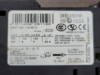 Used SIEMENS 3RV1021-1KA10 Switchgears British Columbia CA | Lenmark #242721