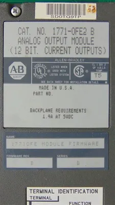 Allen Bradley 1771-OFE2/B PLC-5 Analog Output Module F/W Rev. B Used