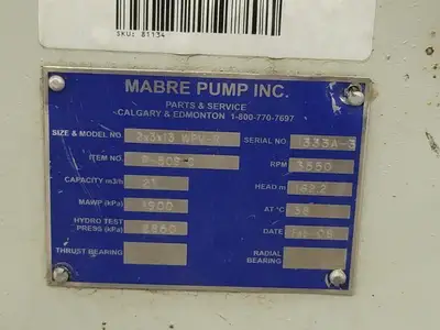 USED 2008 MABRE PUMP WPV-R