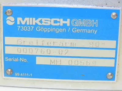Miksch 000760-02 90° Tool Changer Gripper Arm Greiferarm