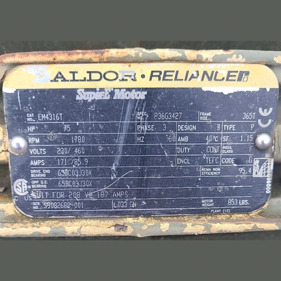 75HP Baldor Electric Motor