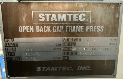 USED 1996 STAMTEC STAMTEC G1-160 PRESS