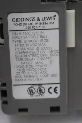 GIDDINGS & LEWIS M.1300.7372 R1 Input Module 24VDC SINK/SOURCE STOCK 634-D