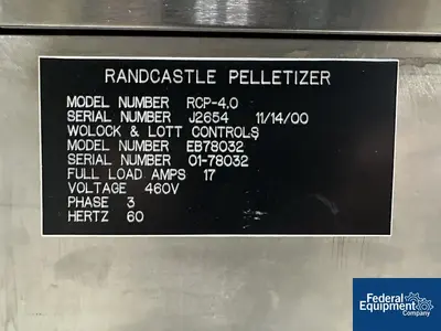 USED Randcastle 4" Randcastle Pelletizer, Model RCP-4.0