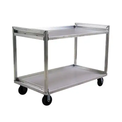 Lakeside PB2937 2 Level Aluminum Correctional Utility Cart w/ 2000 lb Capacity, Raised Ledges